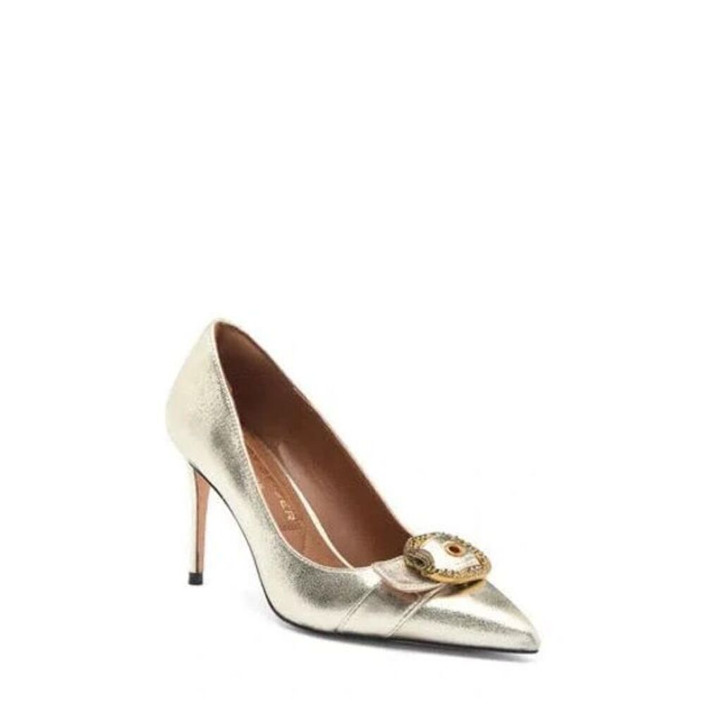 New Kurt Geiger London Mayfair Pointed Toe Pump Metallic Silver EU 40.5 US 9.5